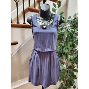 Imaginary Voyage Women's Blue Rayon Round Neck Sleeveless Knee Length Dress S